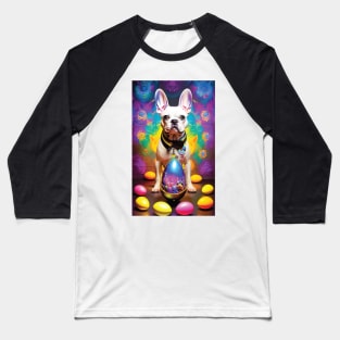 French Bully with Easter Egg Globe Baseball T-Shirt